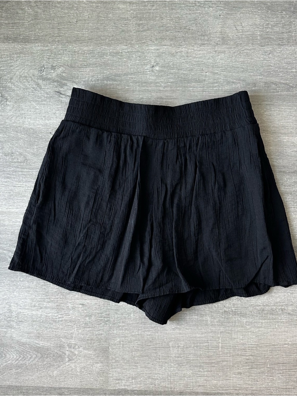 Zara black Textured Smocked Shorts with pocket Boho